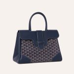 Goyard Saigon Tote Navy Blue Goyardine Canvas Palladium Hardware - Image 2